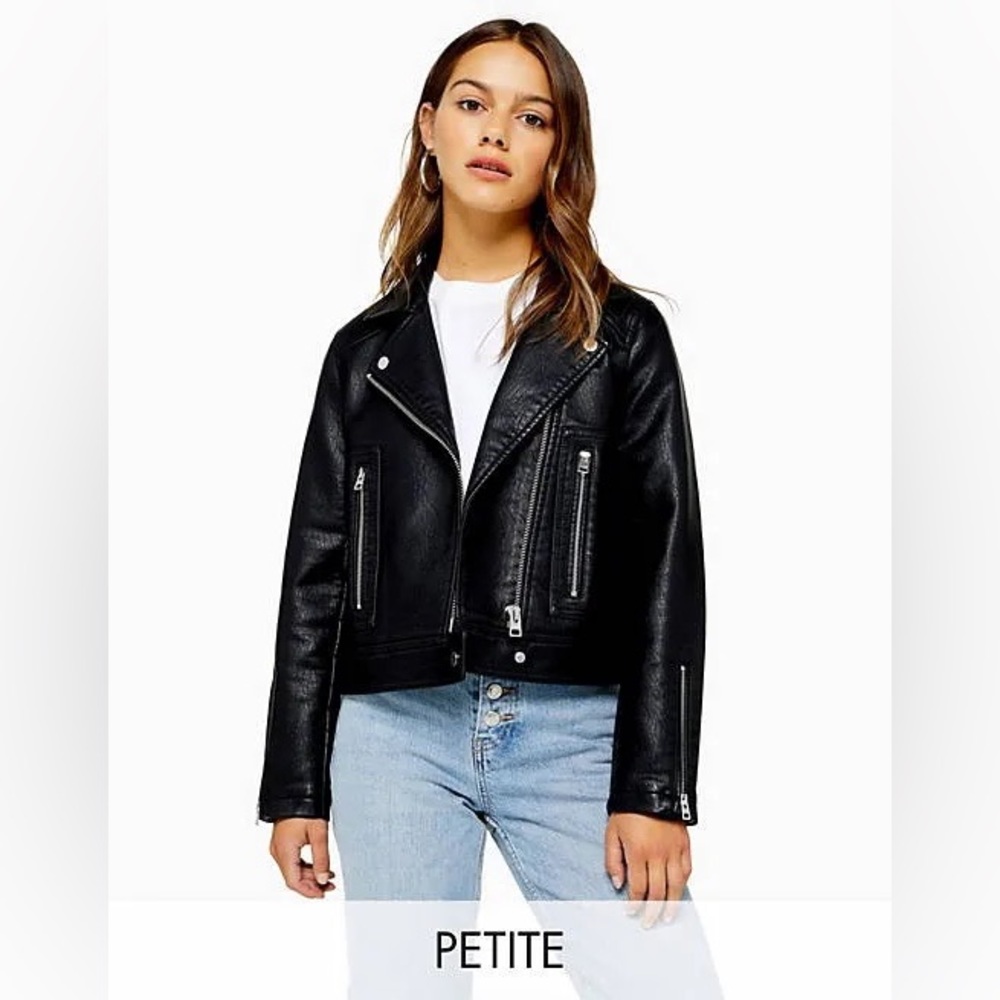 Topshop Petite Vegan Leather Jacket Size 4